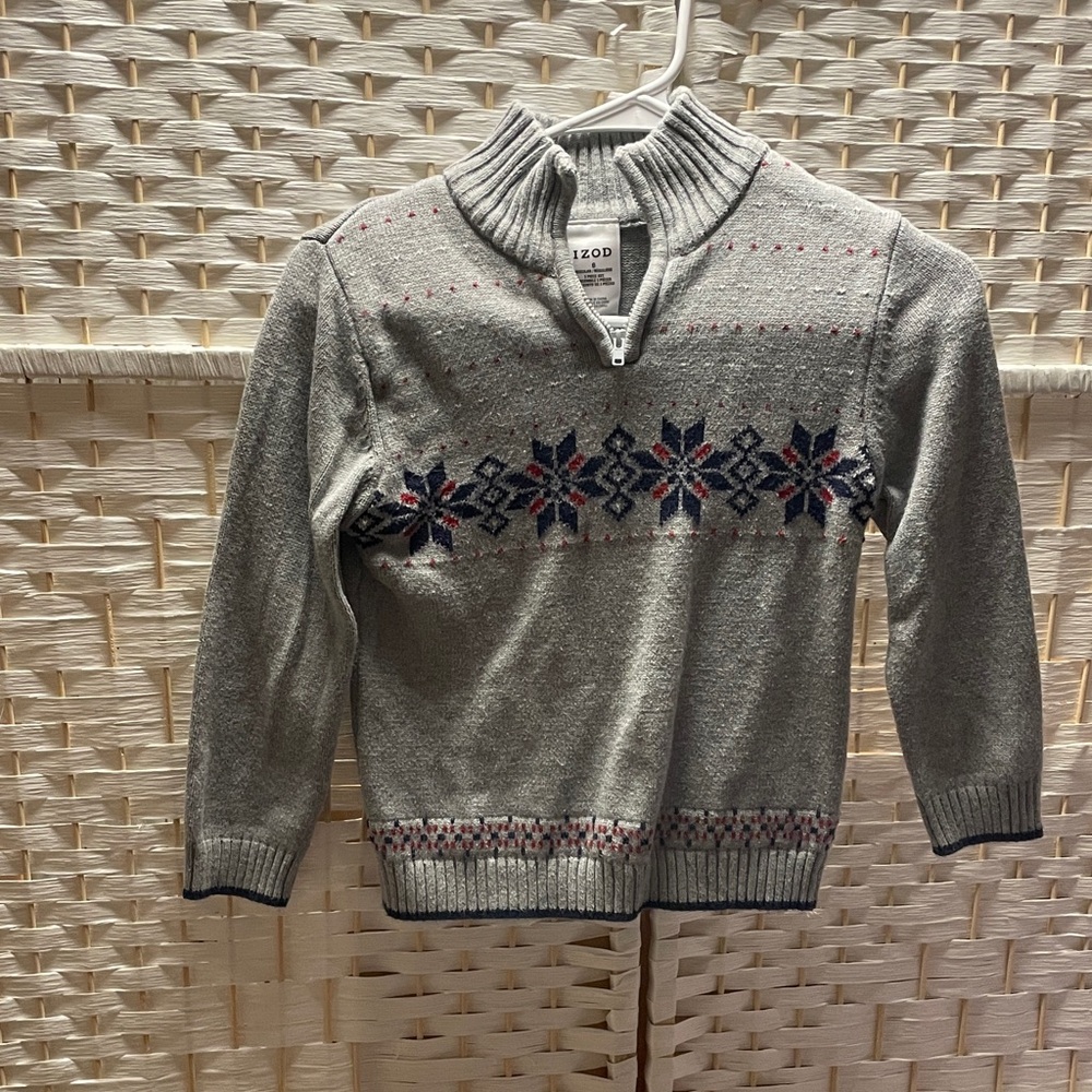 Izod Kids Gray Sweater with Snowflake Design